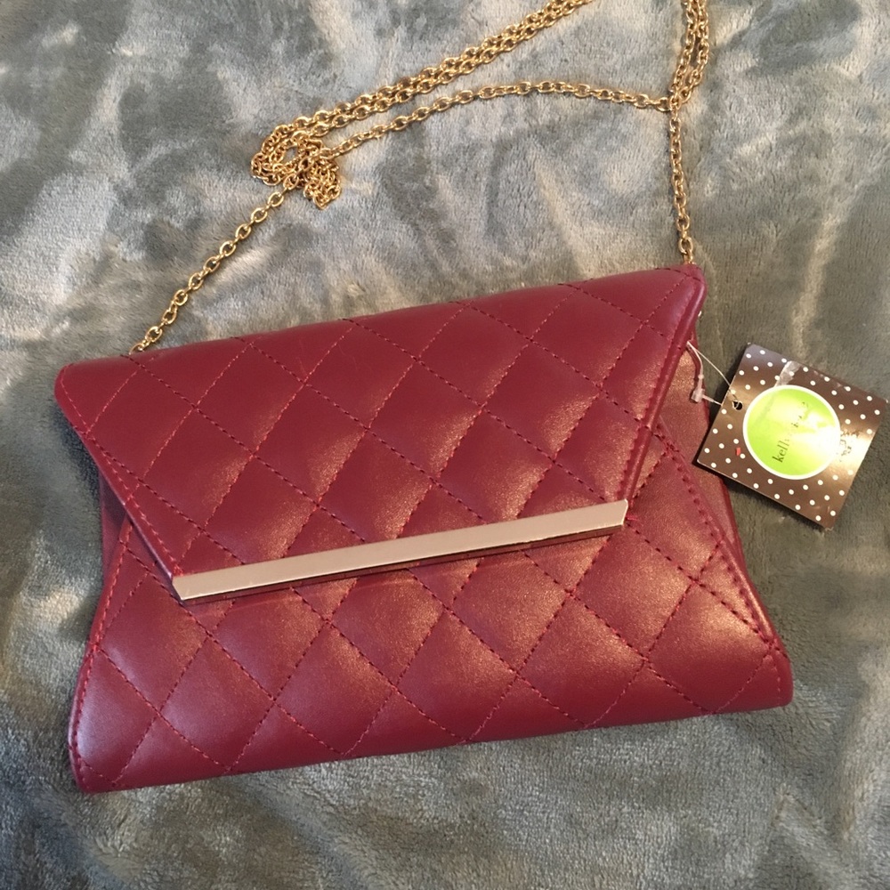 NWOT Kelly & Katie Burgundy Quilted Clutch Handbag